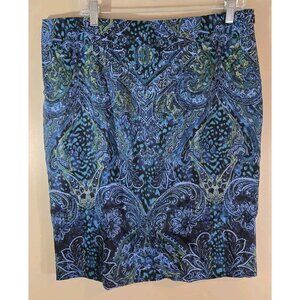 Chico's Blue Floral Paisley Design Skirt, Size 2.5, 12, RN 79984